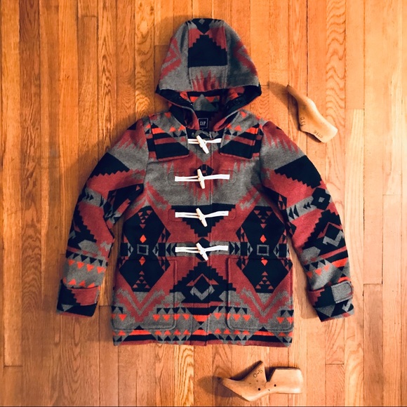 Wool Jacket Aztec Hooded Coat 